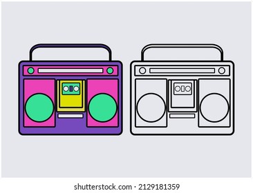 Illustration vector graphic of radio. simple outline design. Icon, flat design