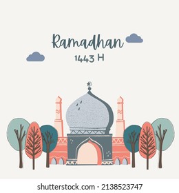 illustration vector graphic of ramadan 1443 perfect for ramadan day, 1443, fasting day, muslim worship, holy month
