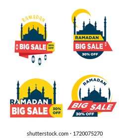 Illustration vector graphic Ramadan BIG SALE pack.mosque,lantern,discount,moon.