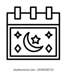 Illustration vector graphic of ramadan, calendar, moon and star icons perfect for ramadan icon