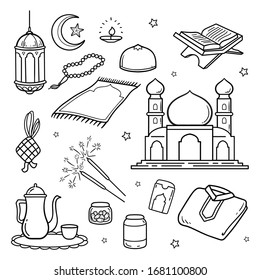 illustration vector graphic of ramadan doodle 