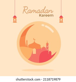 Illustration vector graphic of Ramadan Kareem. Suitable for Ramadan poster, template, card, greeting