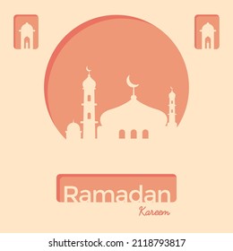 Illustration vector graphic of Ramadan Kareem with Favor. Perfect for Ramadan greeting card, poster, template.