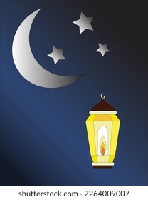 Illustration vector graphic of ramadan lantern at night, Great for greeting card logos, backgrounds, poster, wallpaper, etc