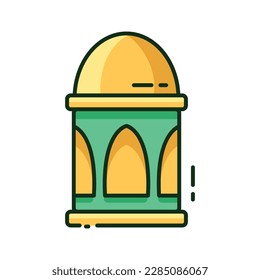 Gráfico vectorial de ilustración de la linterna de Ramadán. El estilo minimalista del Ramadan Lantern está aislado en un fondo blanco. La ilustración es adecuada para banners, volantes y pegatinas de páginas web de aterrizaje