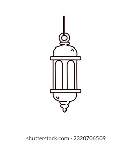 Gráfico vectorial de ilustración de la linterna de Ramadán. El estilo dibujado a mano por Ramadan Lantern está aislado de fondo blanco. La ilustración es adecuada para páginas web de aterrizaje, pegatinas, etc.