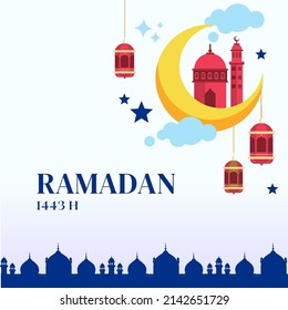 illustration vector graphic of ramadan mubarak 1443 H
perfect for ramadan, fasting month, holy month
