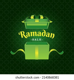 Illustration vector graphic of Ramadan sale, Perfect for advertisement, background your banner, Ramadhan hampers, special gift, banner, sticker, Promotion, brochure and many more