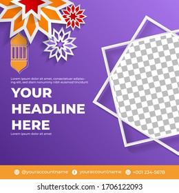 Illustration vector graphic of Ramadan social media feed template