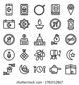 ilustración vectorial gráfico de conjuntos de iconos ramadán, perfecto para fondo, sitio web, patrón, página de inicio, interfaz de usuario, etc. trazo editable
