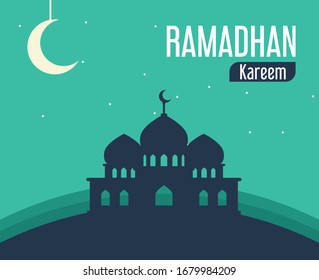 Illustration vector graphic of Ramadhan kareem in green 