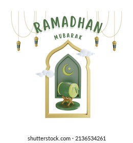 illustration vector graphic of ramadhan mubarak with 3D view
perfect for ramadan day, fasting, muslim worship, 3D images