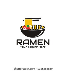 illustration vector graphic of Ramen filled with healthy meat and vegetables in a bowl taken out with chopsticks, perfect for noodle, restaurant, resto, cafe, etc.