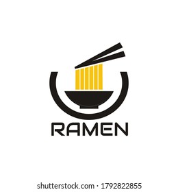 illustration vector graphic of ramen on the bowl showing the noodles are taken with chopsticks, perfect for ramen, noodles, food, company, etc

