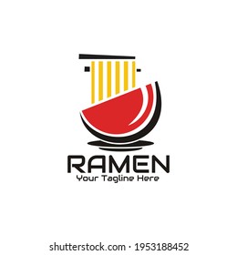 ilustración vectorial del ramen en un tazón inclinado se toma con palillos, perfecto para fideos, comida rápida, restaurante, café, etc.