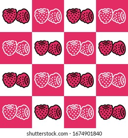 Illustration vector graphic of raspberry in pattern. Fit to place on packaging design, food court wallpaper, culinary event backdrop