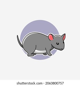 Illustration vector graphic of a rat. Rat minimalist style isolated on a white background. Cute animal illustration.