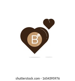 illustration vector graphic of red alphabet love hearth with initial letter B logo design vector template ver.02 perfect for couple, love, valentine, name, initial, birthday etc