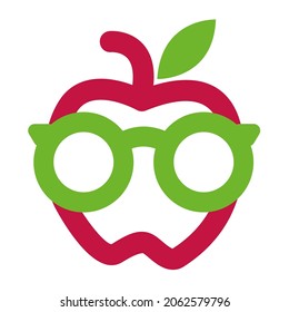 illustration vector graphic of red apple wearing cool glasses perfect for healthy nutrition, etc.