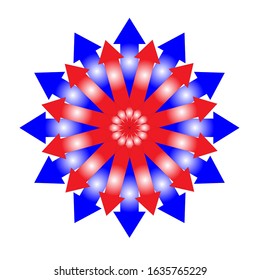 illustration vector graphic of red arrow logo with blue layers. fit for logo or symbol
