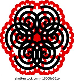 gráfico vectorial de ilustración de series de mandala roja y negra
