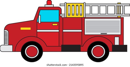 illustration vector graphic of red fire truck emergency vehicle.flat vector illustration isolated on white background.