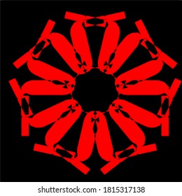 ilustración vector gráfico de flor roja mandala clon patrón de forma geométrica diseño de icono