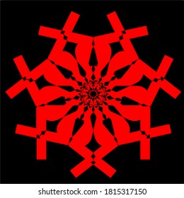 illustration vector graphic of red flower mandala clone pattern geometric shape icon concept design