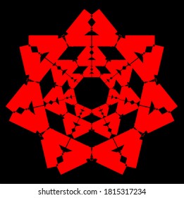 ilustración vector gráfico de flor roja mandala clon patrón de forma geométrica diseño de icono