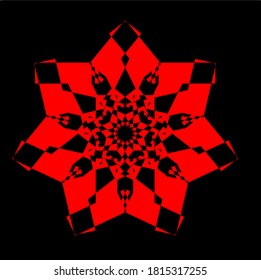 illustration vector graphic of red flower mandala clone pattern geometric shape icon concept design