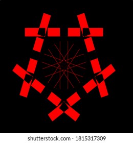 ilustración vector gráfico de flor roja mandala clon patrón de forma geométrica diseño de icono