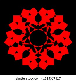 ilustración vector gráfico de flor roja mandala clon patrón de forma geométrica diseño de icono