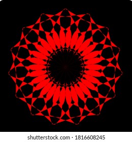 Vektorgrafik von rotem Blumenkronmuster geometrischer Form Symbol-Design