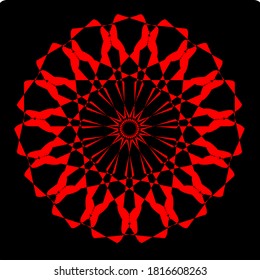 Vektorgrafik von rotem Blumenkronmuster geometrischer Form Symbol-Design