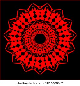 Vektorgrafik von rotem Blumenkronmuster geometrischer Form Symbol-Design