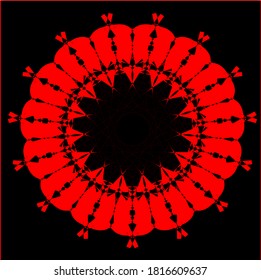 illustration vector graphic of red flower clone pattern geometric shape icon concept design