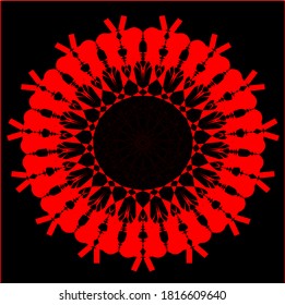 illustration vector graphic of red flower clone pattern geometric shape icon concept design