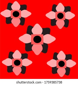 
illustration vector graphic of red flowers with four red petals while four black petals concept design with red background