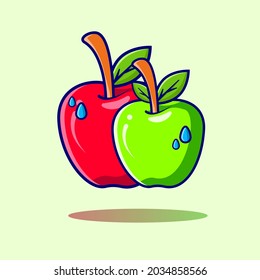 Ilustración de vectores gráficos rojos y verdes de manzanas. Icono de Apple. Formato EPS10.