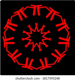 ilustración vectorial gráfico del diseño de iconos de forma geométrica del patrón de mandala roja