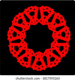 ilustración vectorial gráfico del diseño de iconos de forma geométrica del patrón de mandala roja