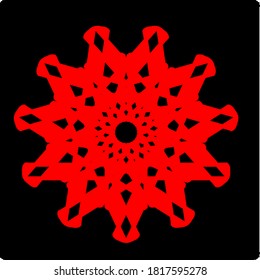 ilustración vectorial gráfico del diseño de iconos de forma geométrica del patrón de mandala roja