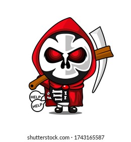 illustration vector graphic of red soul reaper character