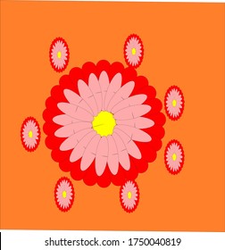 illustration vector graphic of red sun flower with red background
