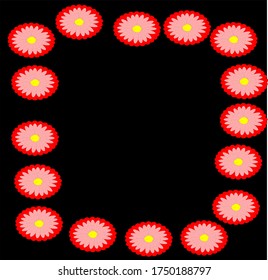 illustration vector graphic of red sunflower with black background