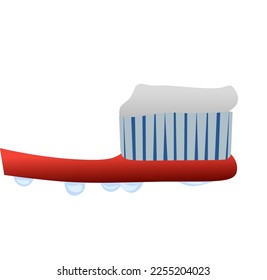 illustration vector graphic red toothbrush and white toothpaste with water drops