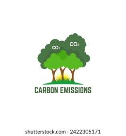 Illustration vector graphic of reducing carbon emissions environmental pollution logo design template