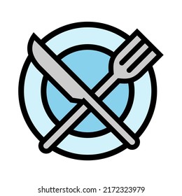 Illustration Vector Graphic of restaurant plate, cuttlery food icon