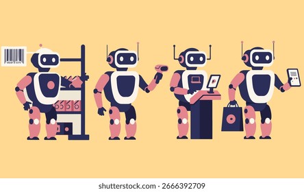Ilustración Vector Gráfico de robots minoristas