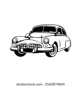 Illustration vector graphic of  RETRO BUICK-INSPIRED CAR DESIGN VECTOR ILLUSTRATION for apparel design merchandise, such as logos on product packaging